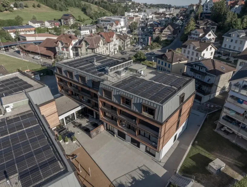 MOOI Apartments Herisau - Gebäude aus der Vogelperspektive